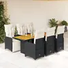 Image de vidaXL Ensemble de bistro de jardin 7 pcs coussins noir poly rotin