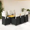 Image de vidaXL Ensemble de bistro de jardin 9 pcs coussins noir poly rotin