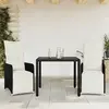Image de vidaXL Ensemble de bistro de jardin 3 pcs coussins noir poly rotin