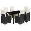 Image de vidaXL Ensemble de bistro de jardin 7 pcs coussins noir poly rotin