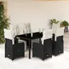 Image de vidaXL Ensemble de bistro de jardin 7 pcs coussins noir poly rotin