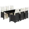 Image de vidaXL Ensemble de bistro de jardin 7 pcs coussins noir poly rotin