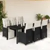 Image de vidaXL Ensemble de bistro de jardin 7 pcs coussins noir poly rotin