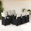 Image de vidaXL Ensemble de bistro de jardin 9 pcs coussins noir poly rotin