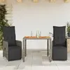 Image de vidaXL Ensemble de bistro de jardin 3 pcs coussins gris poly rotin
