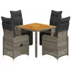 Image de vidaXL Ensemble de bistro de jardin 5 pcs coussins gris poly rotin