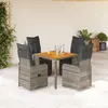 Image de vidaXL Ensemble de bistro de jardin 5 pcs coussins gris poly rotin