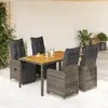 Image de vidaXL Ensemble de bistro de jardin 5 pcs coussins gris poly rotin