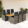Image de vidaXL Ensemble de bistro de jardin 7 pcs coussins gris poly rotin
