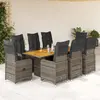 Image de vidaXL Ensemble de bistro de jardin 9 pcs coussins gris poly rotin