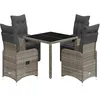 Image de vidaXL Ensemble de bistro de jardin 5 pcs coussins gris poly rotin