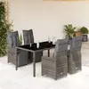 Image de vidaXL Ensemble de bistro de jardin 5 pcs coussins gris poly rotin