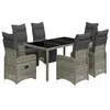 Image de vidaXL Ensemble de bistro de jardin 7 pcs coussins gris poly rotin
