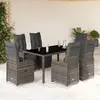 Image de vidaXL Ensemble de bistro de jardin 7 pcs coussins gris poly rotin