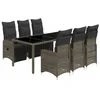 Image de vidaXL Ensemble de bistro de jardin 7 pcs coussins gris poly rotin