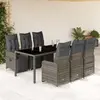 Image de vidaXL Ensemble de bistro de jardin 7 pcs coussins gris poly rotin