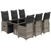 Image de vidaXL Ensemble de bistro de jardin 7 pcs coussins gris poly rotin
