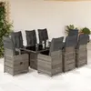 Image de vidaXL Ensemble de bistro de jardin 9 pcs coussins gris poly rotin