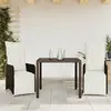 Image de vidaXL Ensemble de bistro de jardin 3 pcs coussins marron poly rotin