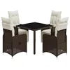 Image de vidaXL Ensemble de bistro de jardin 5 pcs coussins marron poly rotin