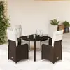 Image de vidaXL Ensemble de bistro de jardin 5 pcs coussins marron poly rotin