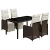 Image de vidaXL Ensemble de bistro de jardin 5 pcs coussins marron poly rotin