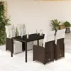 Image de vidaXL Ensemble de bistro de jardin 5 pcs coussins marron poly rotin