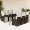 Image de vidaXL Ensemble de bistro de jardin 7 pcs coussins marron poly rotin