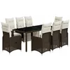 Image de vidaXL Ensemble de bistro de jardin 9 pcs coussins marron poly rotin