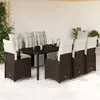Image de vidaXL Ensemble de bistro de jardin 9 pcs coussins marron poly rotin
