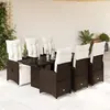 Image de vidaXL Ensemble de bistro de jardin 7 pcs coussins marron poly rotin