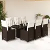 Image de vidaXL Ensemble de bistro de jardin 9 pcs coussins marron poly rotin