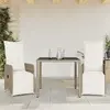 Image de vidaXL Ensemble de bistro de jardin 3 pcs coussins marron poly rotin
