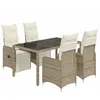 Image de vidaXL Ensemble de bistro de jardin 5 pcs coussins marron poly rotin