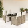 Image de vidaXL Ensemble de bistro de jardin 5 pcs coussins marron poly rotin