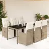 Image de vidaXL Ensemble de bistro de jardin 7 pcs coussins marron poly rotin