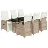 Image de vidaXL Ensemble de bistro de jardin 7 pcs coussins marron poly rotin