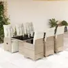 Image de vidaXL Ensemble de bistro de jardin 7 pcs coussins marron poly rotin