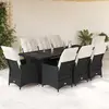 Image de vidaXL Ensemble de bistro de jardin 9 pcs coussins noir poly rotin