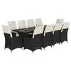 Image de vidaXL Ensemble de bistro de jardin 11 pcs coussins noir poly rotin