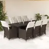 Image de vidaXL Ensemble de bistro de jardin 9 pcs coussins marron poly rotin