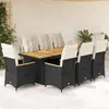 Image de vidaXL Ensemble de bistro de jardin 9 pcs coussins noir poly rotin