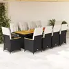 Image de vidaXL Ensemble de bistro de jardin 11 pcs coussins noir poly rotin