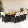 Image de vidaXL Ensemble de bistro de jardin 9 pcs coussins noir poly rotin