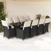 Image de vidaXL Ensemble de bistro de jardin 11 pcs coussins noir poly rotin