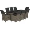 Image de vidaXL Ensemble de bistro de jardin 9 pcs coussins gris poly rotin