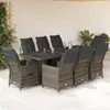 Image de vidaXL Ensemble de bistro de jardin 9 pcs coussins gris poly rotin