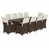 Image de vidaXL Ensemble de bistro de jardin 11 pcs coussins marron poly rotin