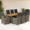 Image de vidaXL Ensemble de bistro de jardin 9 pcs coussins gris poly rotin
