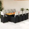 Image de vidaXL Ensemble de bistro de jardin 11 pcs coussins noir poly rotin